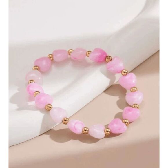 Girls Heart Stretch Beaded Bracelet - Picture 3 of 3